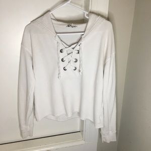 white cropped hoodie